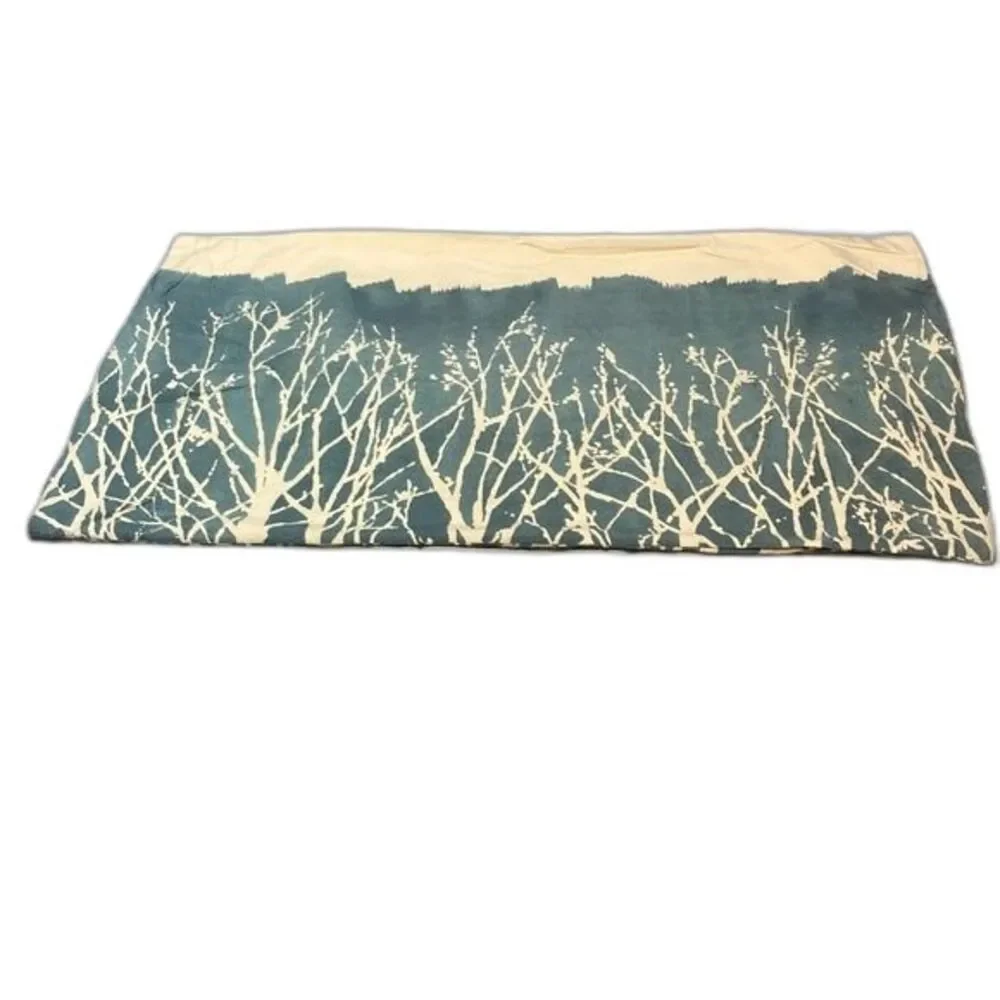 West Elm Forest Abstract Teal White Cream Pillowcase Sham King